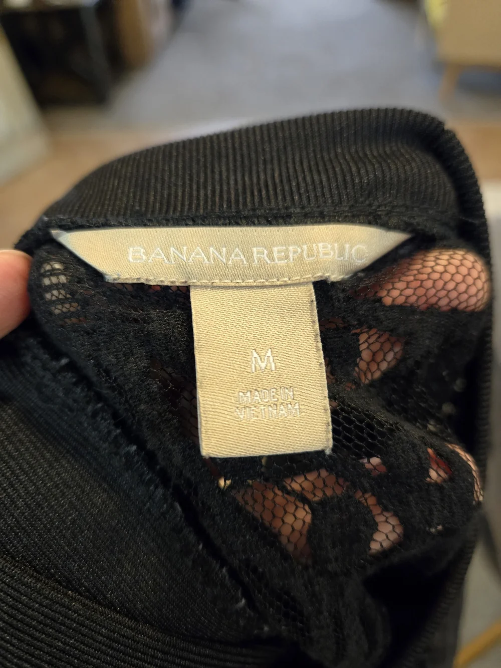 Banana Republic Black Lace Long Sleeve Top